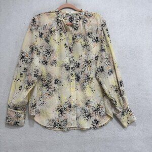 Equipment Blouse Womens Small Multicolor Silk Animal Print Button Front